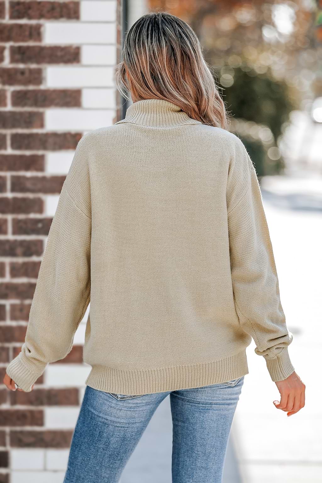 Ribbed Turtleneck Long Sleeve Sweater