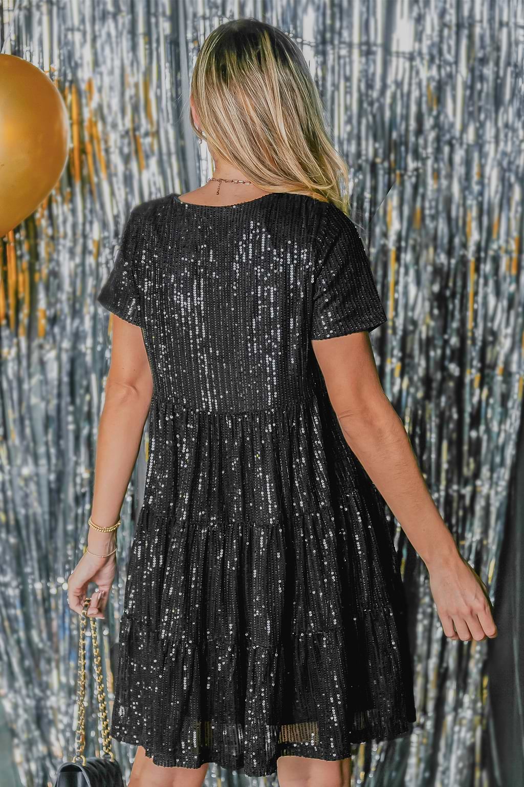 Sequin V-neck Mini Dress