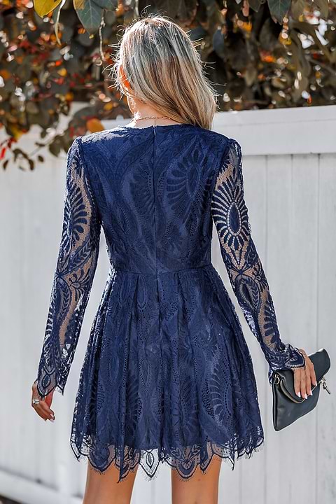 royal blue lace mini dress Blue Lace Royal Blue Dress With Bell Sleeves Royal Elegance Lace Mini Dress