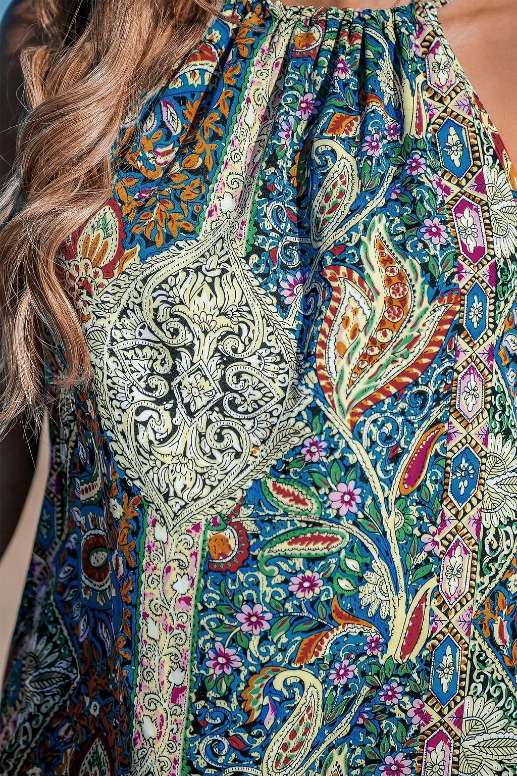Paisley High Neck Mini Dress