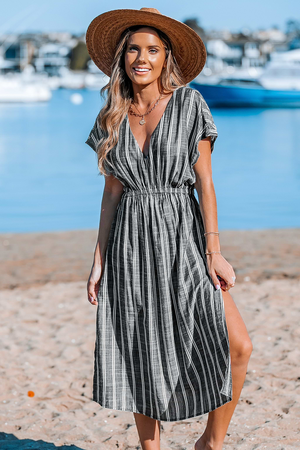 Striped Shoreline Cover-Up Dress