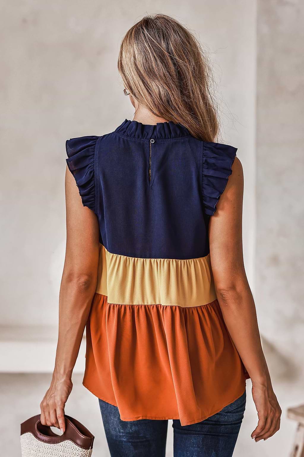 Mock Neck Colorblock Tent Shirt