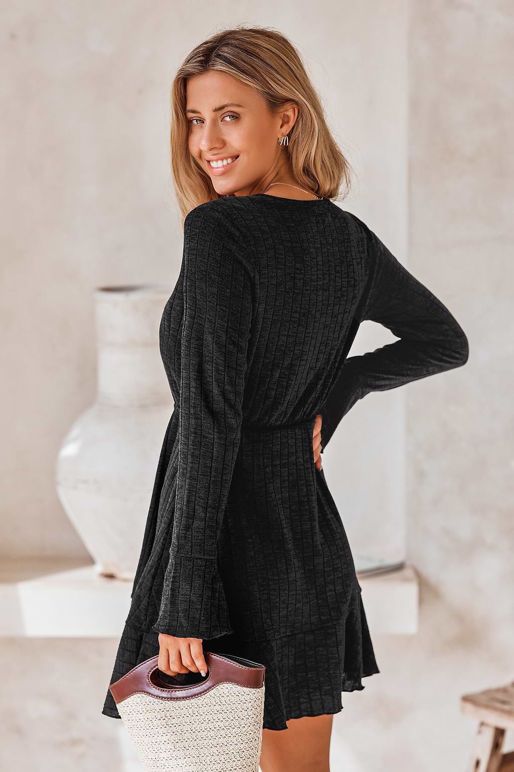 Minikleid mit gerafftem Saum