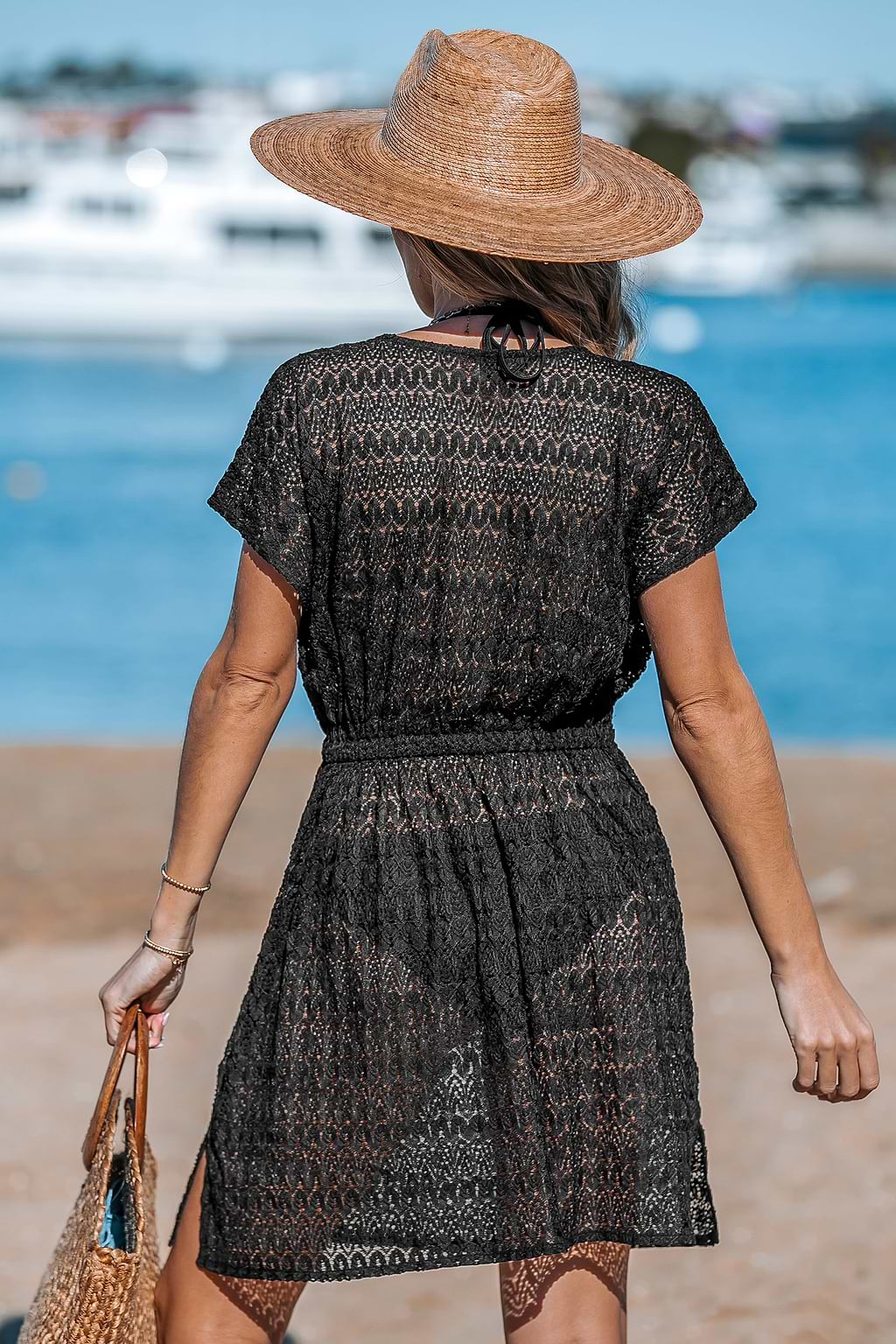 V-Ausschnitt Mini Cover-Up-Kleid