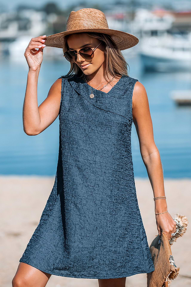 Aegean Blue Foldover Midi Dress Aegean Blue Foldover Midi Dress