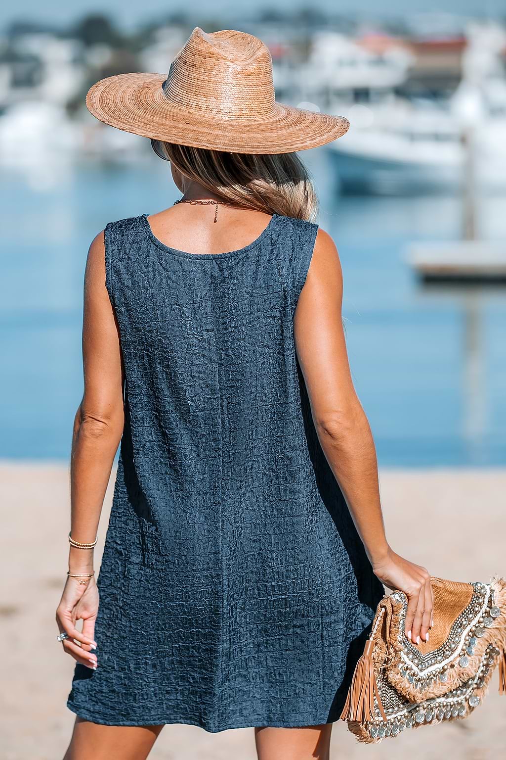 Aegean Blue Foldover Midi Dress