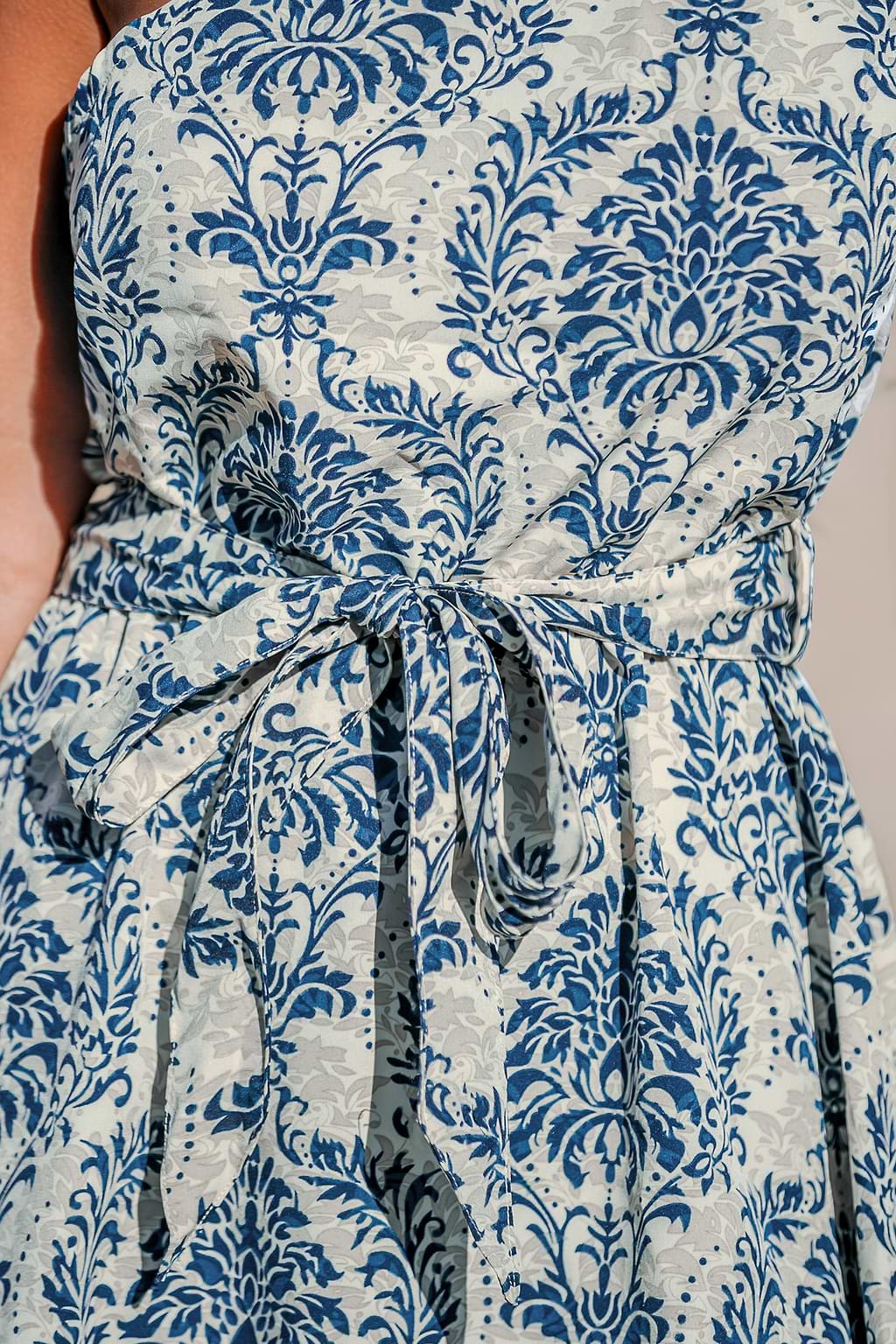 One-Shoulder Damask Mini Dress