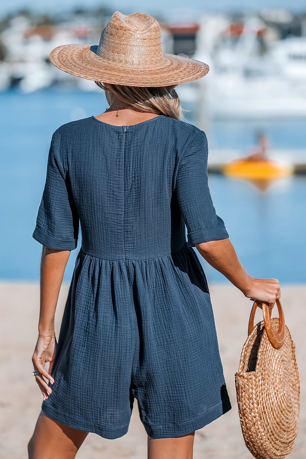 V-Neck Wide Leg Romper