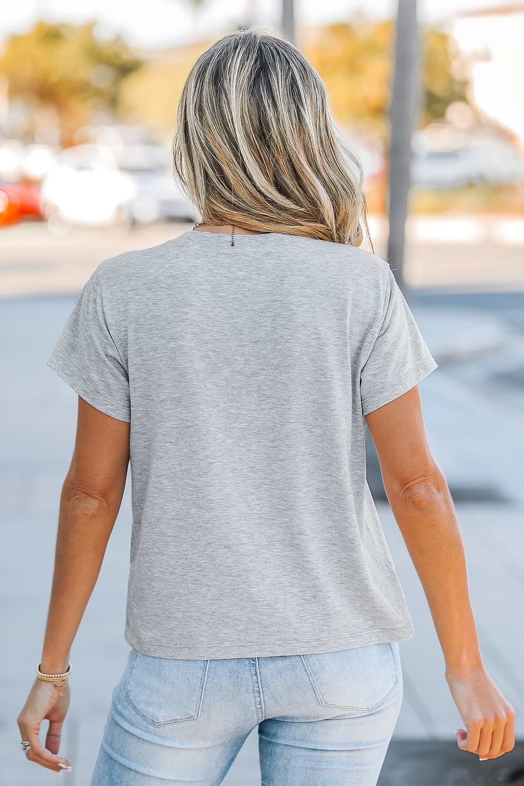 T-shirt découpé gris chiné