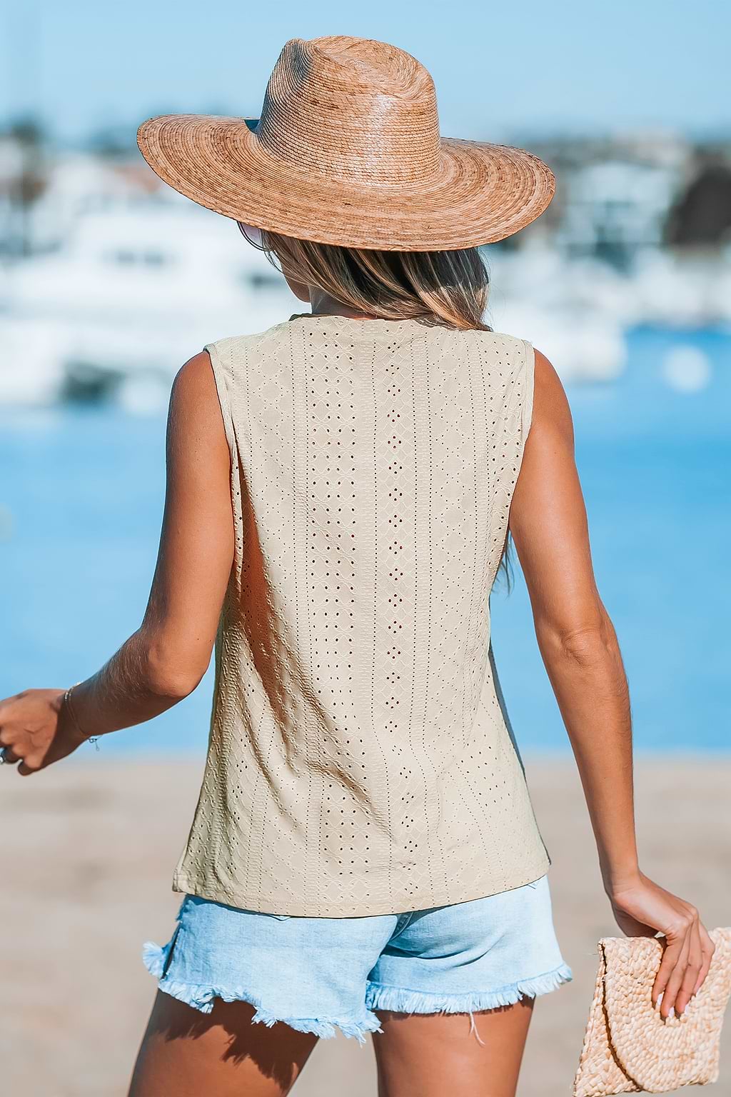 Mouwloze tanktop met hoge hals