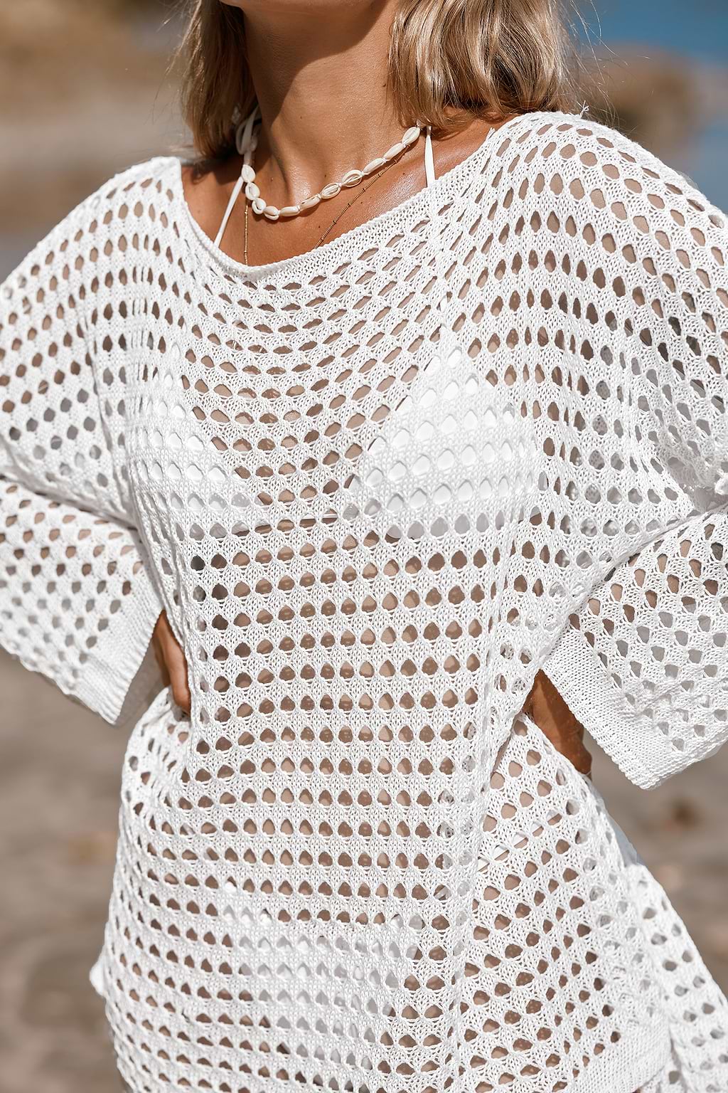 Oversized Boat Neck Cut-Out Cover-Up