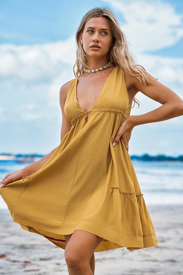 knee length dresses for ladies Deep V-Neck Mini Dress, Cyclamen / 4