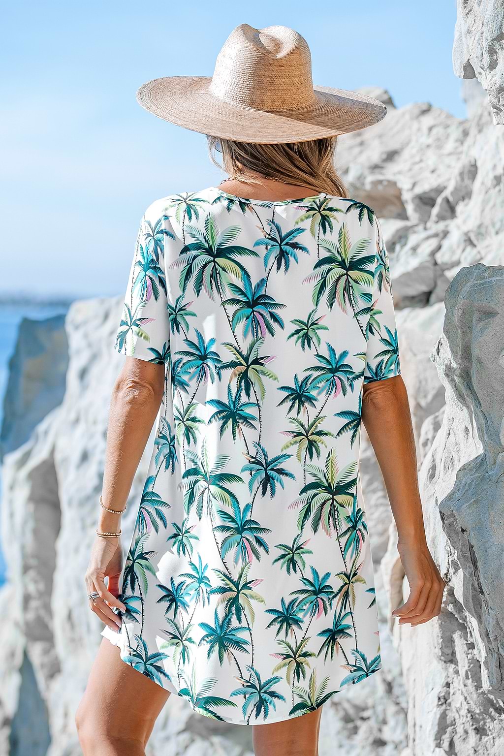 V-Ausschnitt Mini-Cover-Up-Kleid mit Spitzendetails