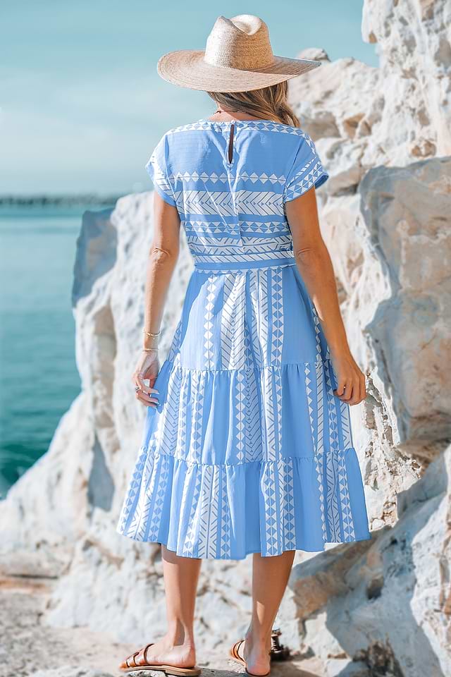 american eagle blue patchwork dress AE Lace Inset Mini Dress