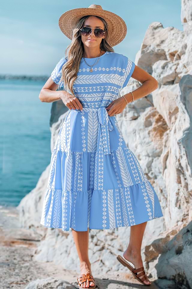 fitted lace wedding dress Buy Juniper Blue Geometric Cotton Maxi Dress main image 1