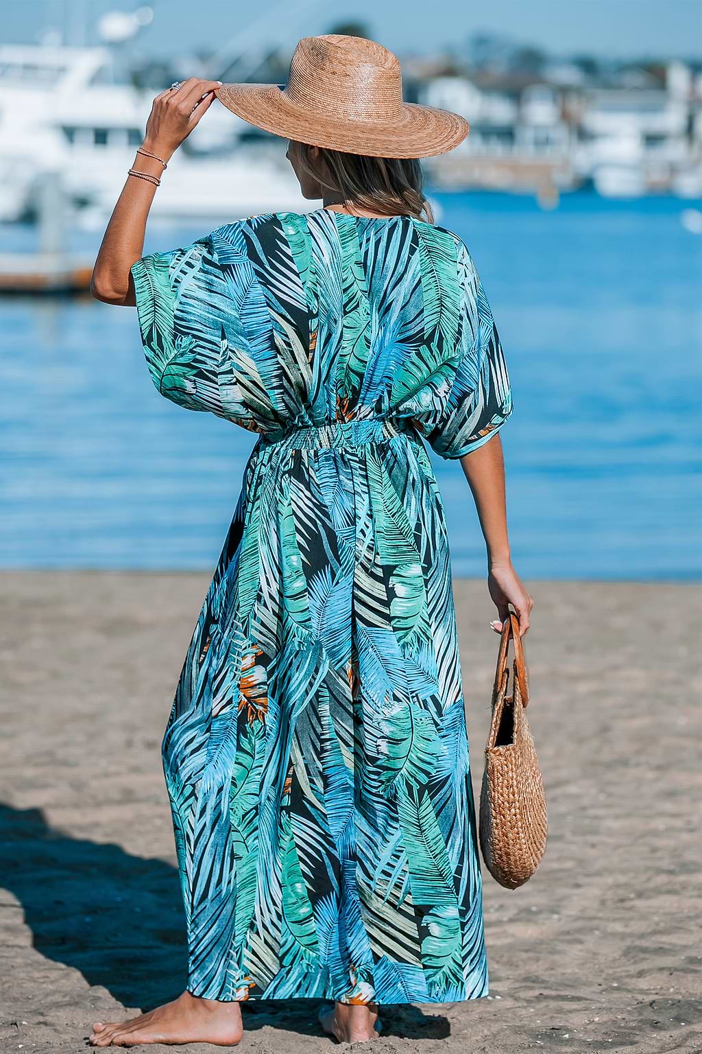 Tropical Plunging-V Maxi Dress