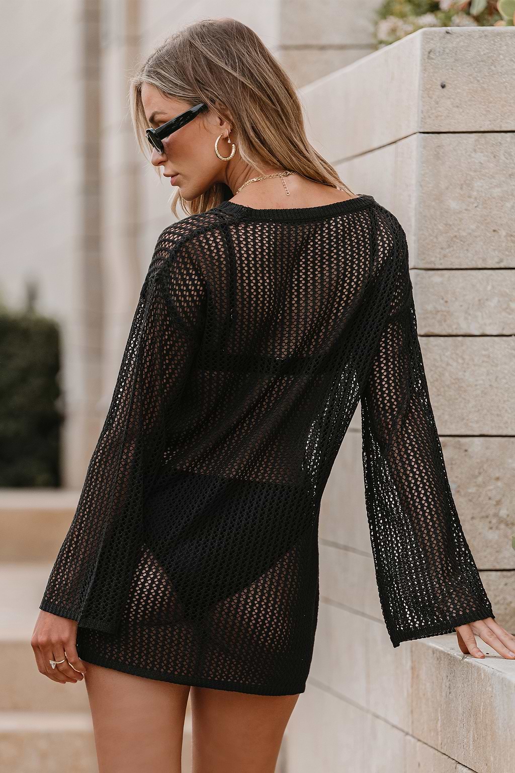 Mini-Cover-Up mit schwarzem Netz