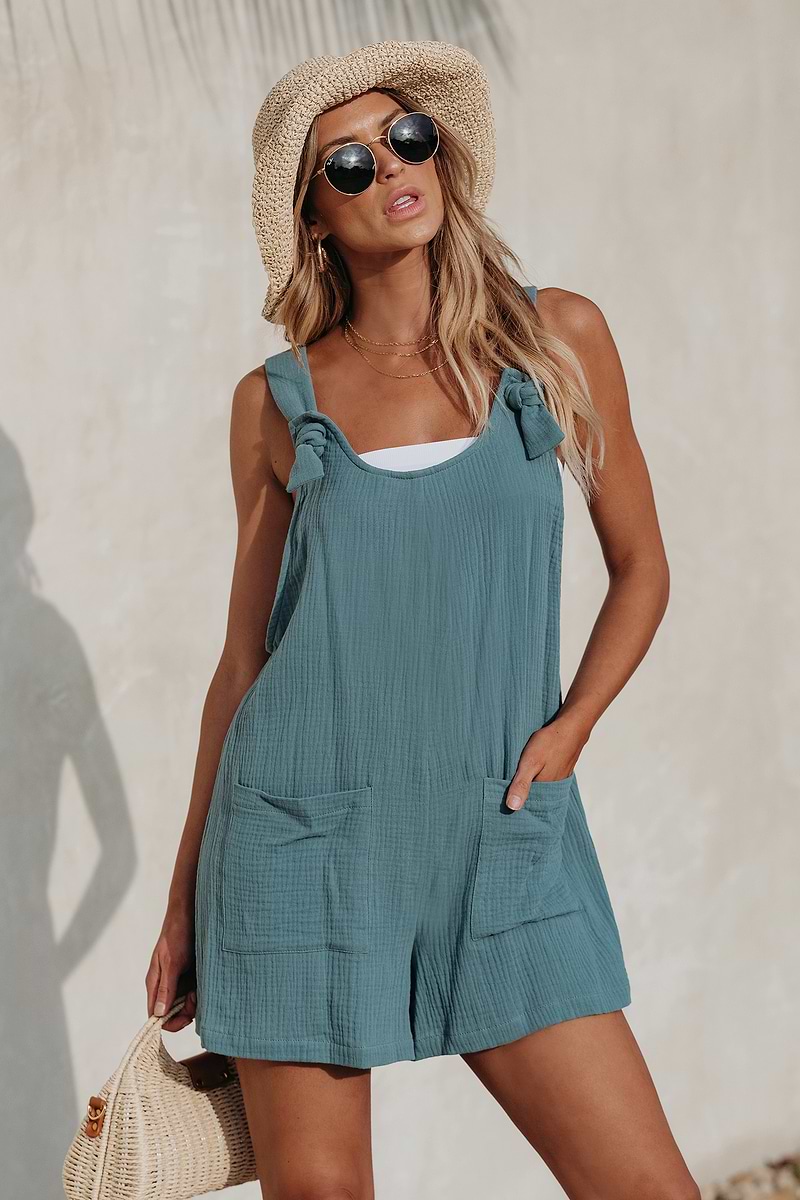 Patch Pocket Pinafore Romper