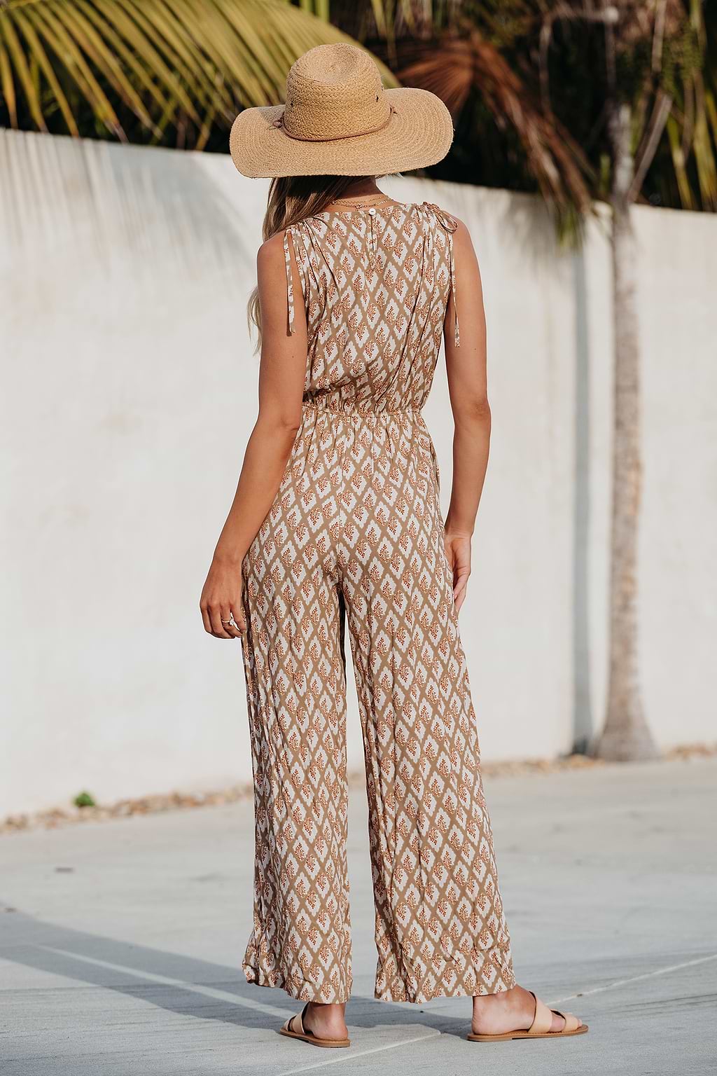 Diamanten jumpsuit met wijde pijpen