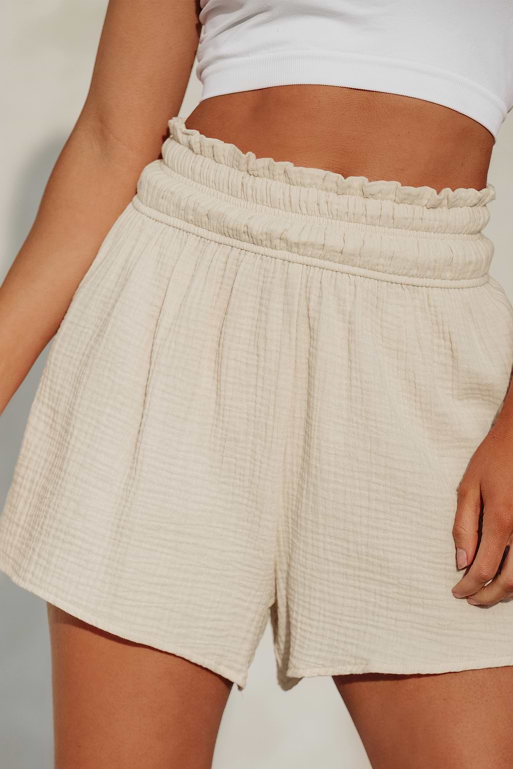 Smocked Paperbag Waist Shorts