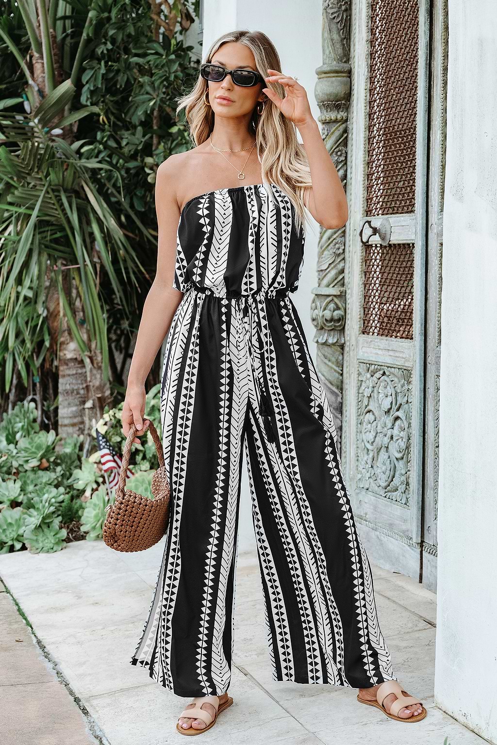 Strapless Tie Waist Jumpsuit