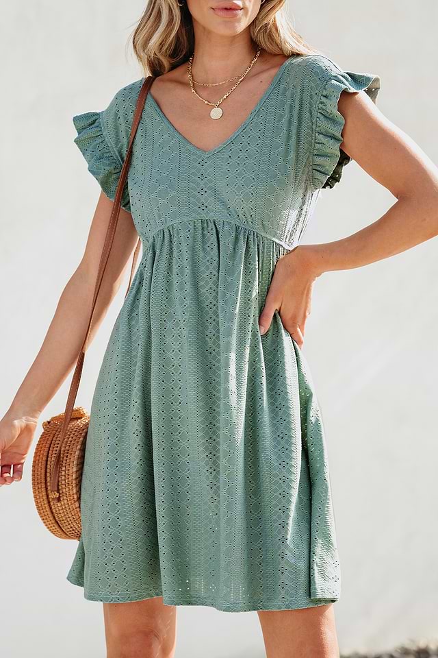 ruffle jersey dress Aqua Ruffle Cuff Jersey Dress
