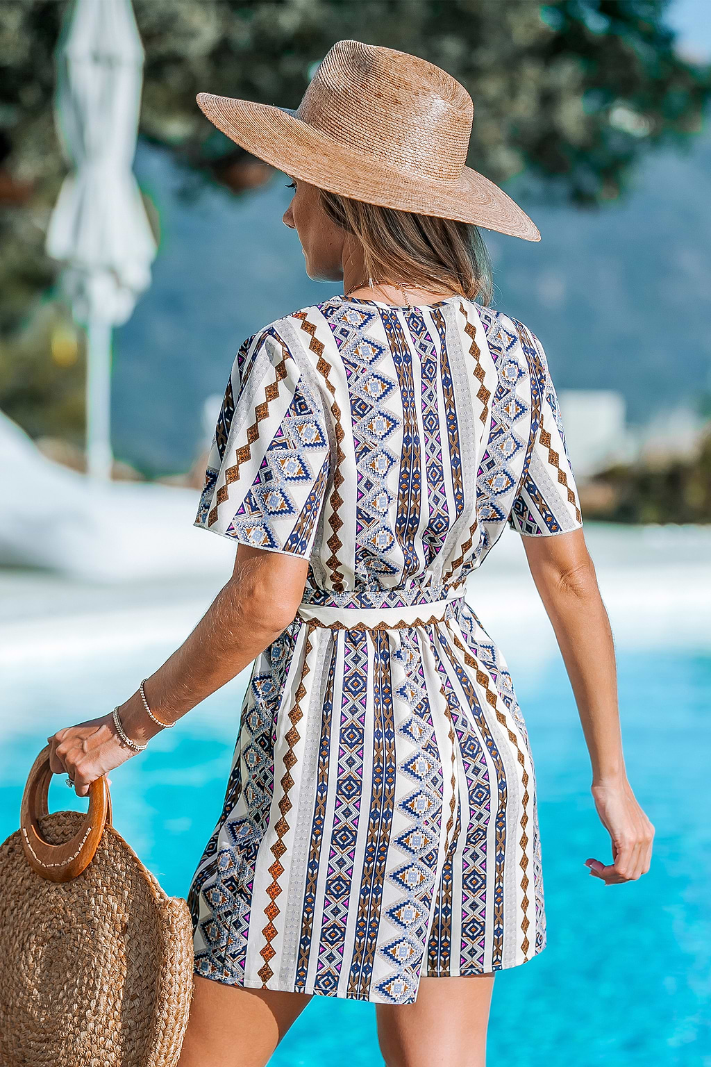 Boho Short Sleeve Surplice Romper