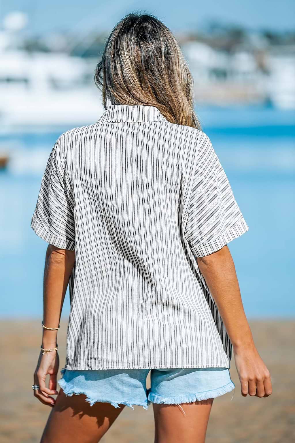 Striped Short Sleeve Blouse