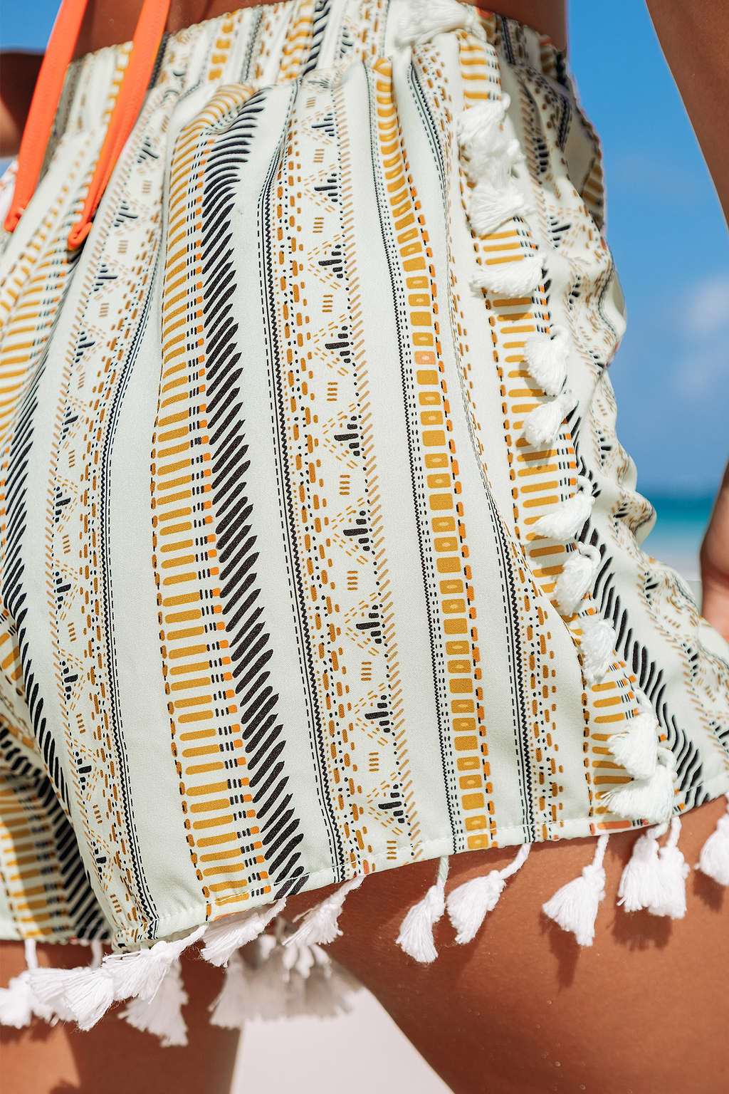 Boho gestreepte kwastjesshorts