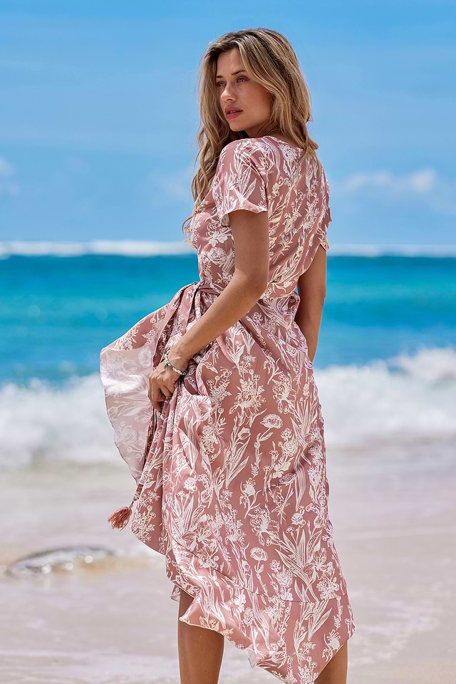 beach wrap maxi dress Wrap Dress: Boho Floral Maxi for Beach Days Large / Red/ Wht