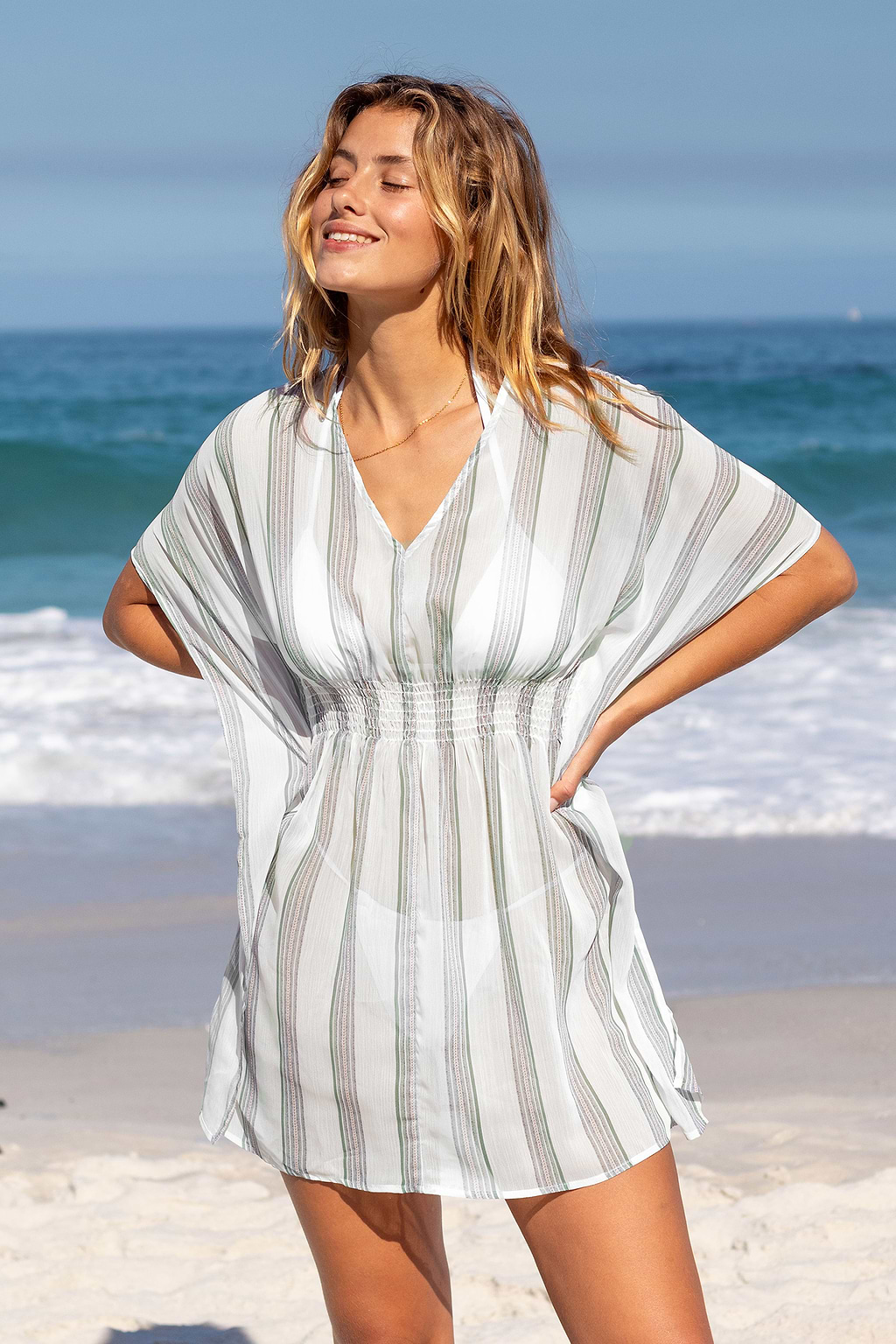 Striped & Smocked Mini Cover-Up