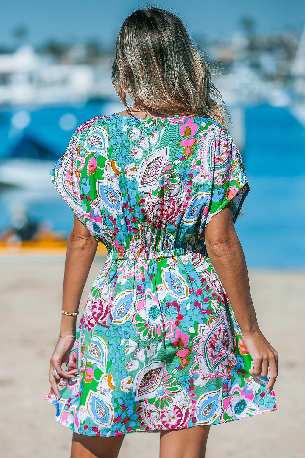 Robe cover up à manches dolman brillante paisley