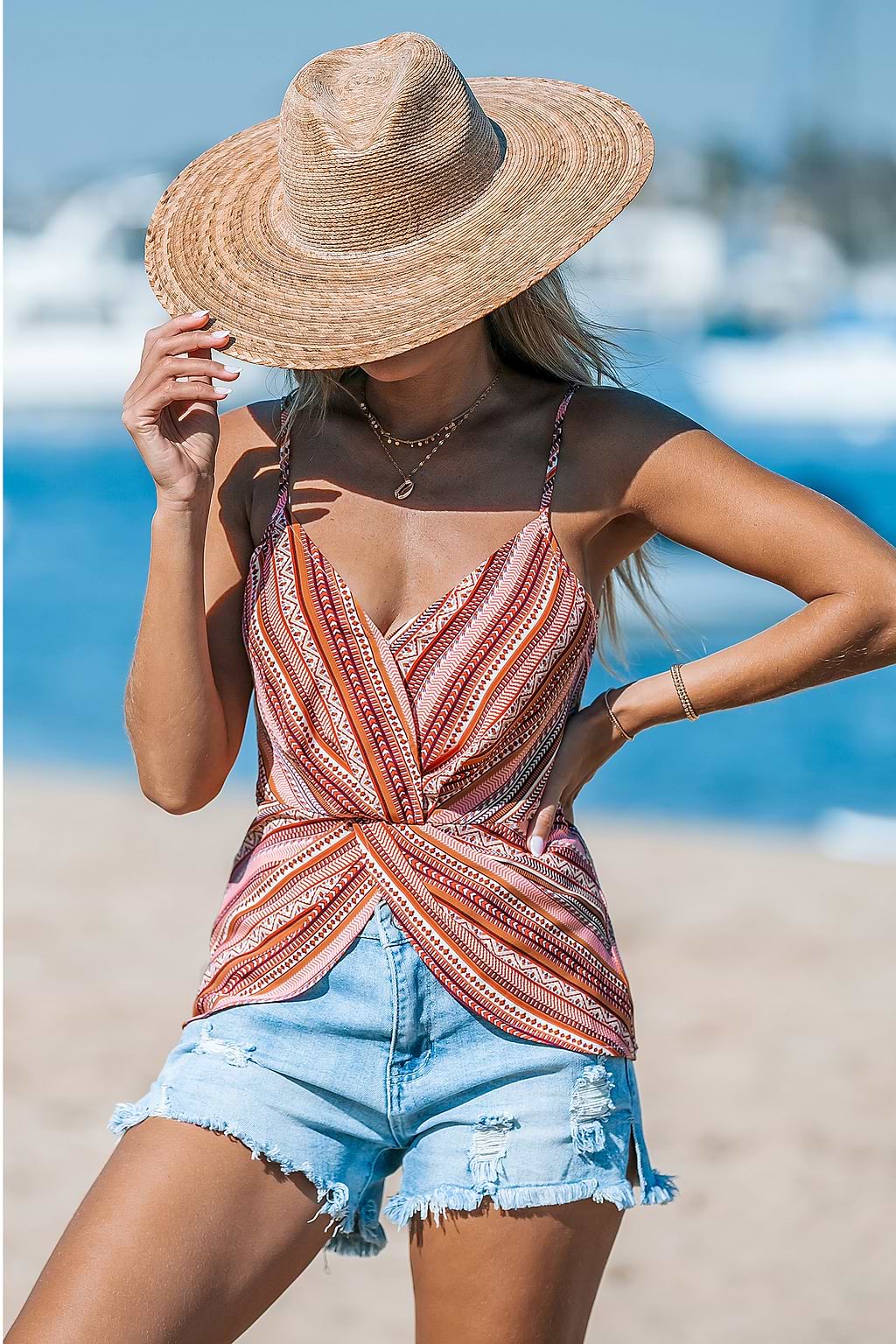 Boho gestreiftes Twist-Cami