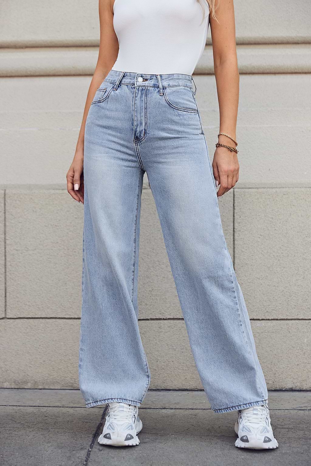Light Blue Straight Leg Jeans