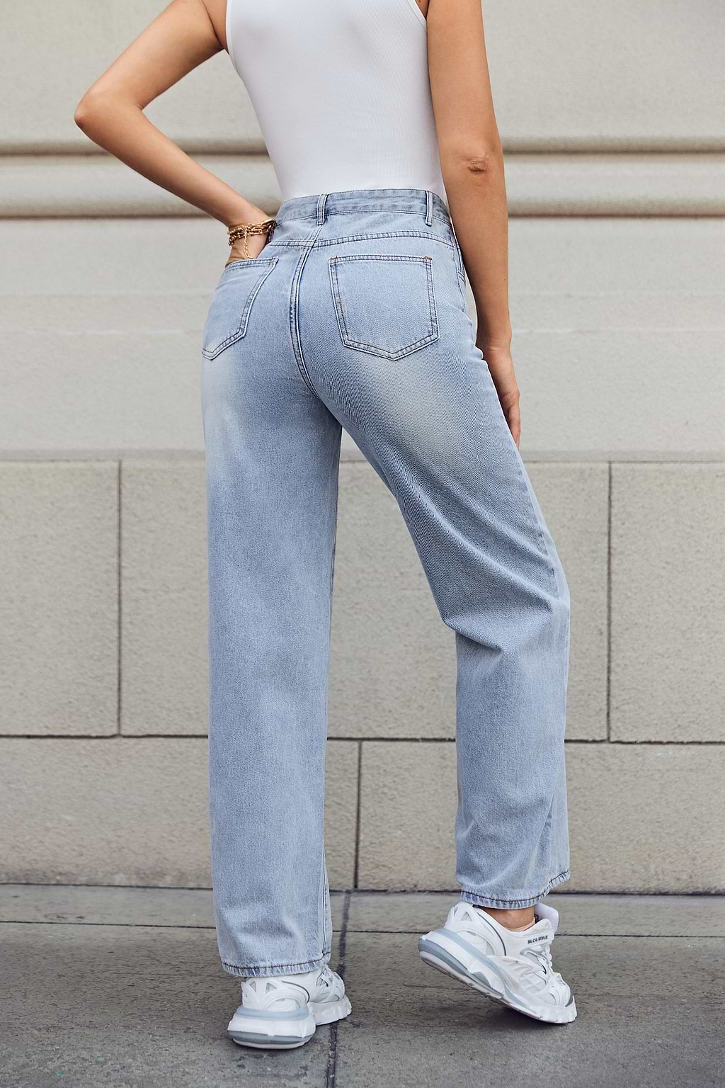 Light Blue Straight Leg Jeans