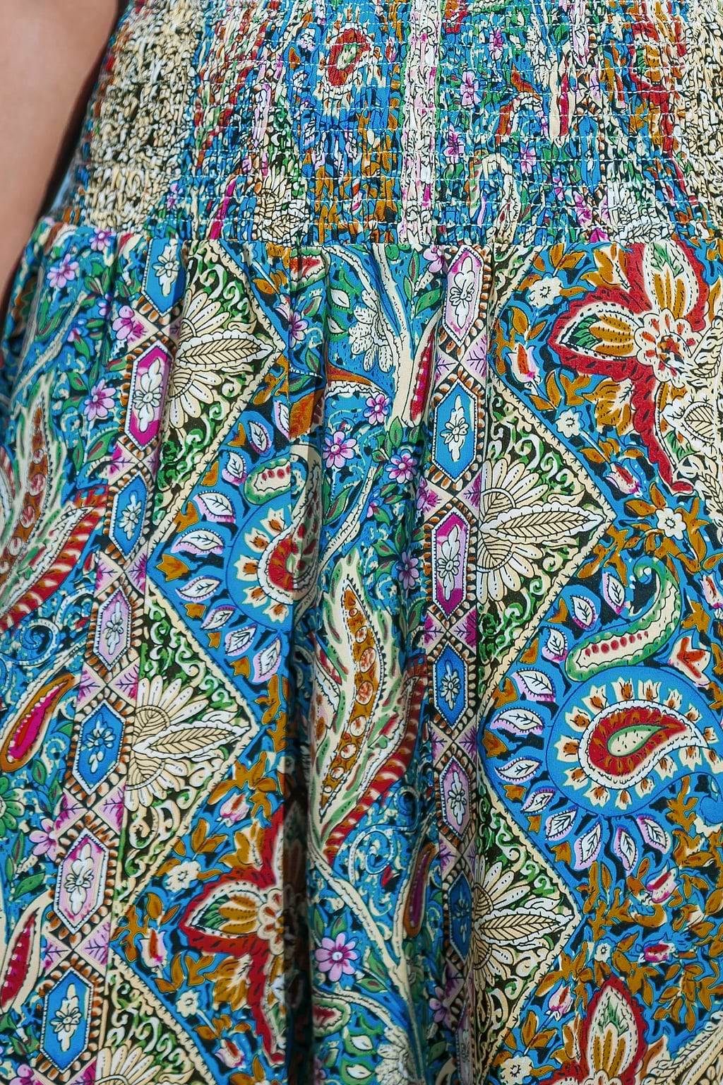 Paisley Smocked Waist Tapered Leg Cover-Up Pants