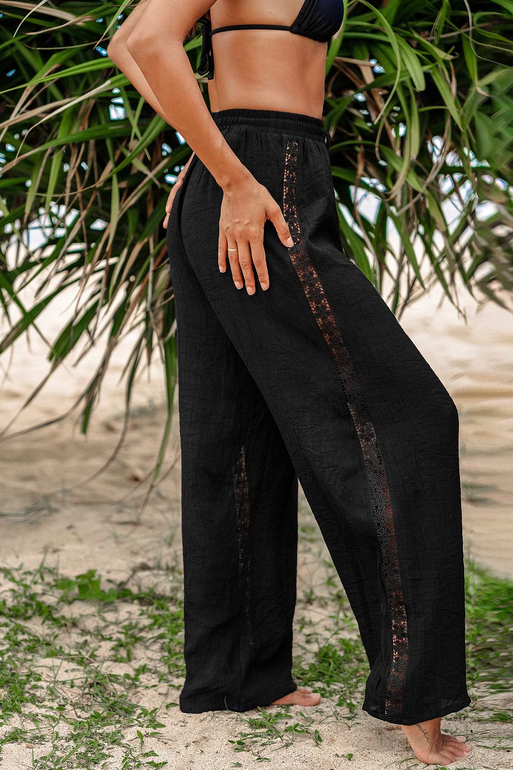 Black Loose Leg Cover-Up Pants