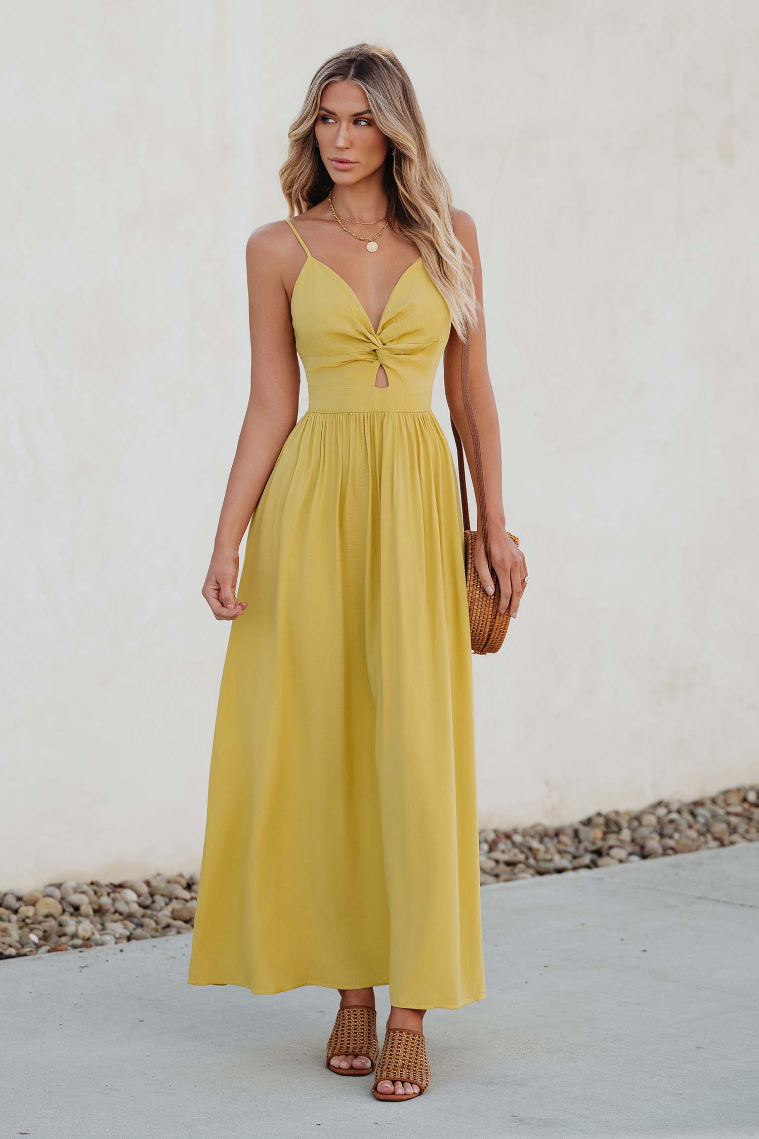 X Iskra Front Twist & Keyhole Maxi Dress