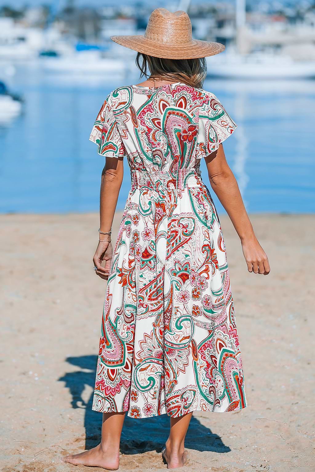 Robe maxi plissée paisley