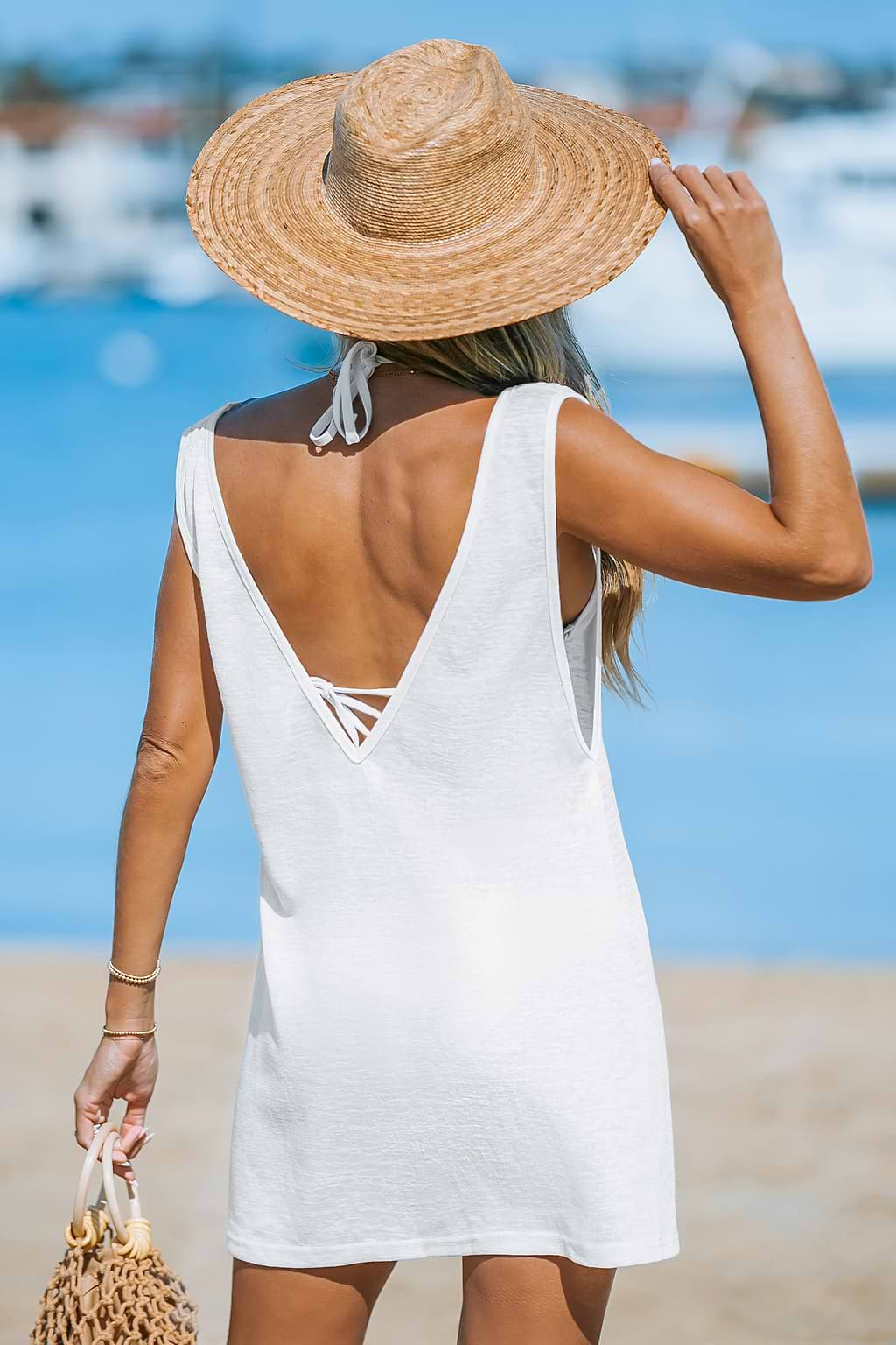 White Sleeveless Mini Jersey Cover-Up