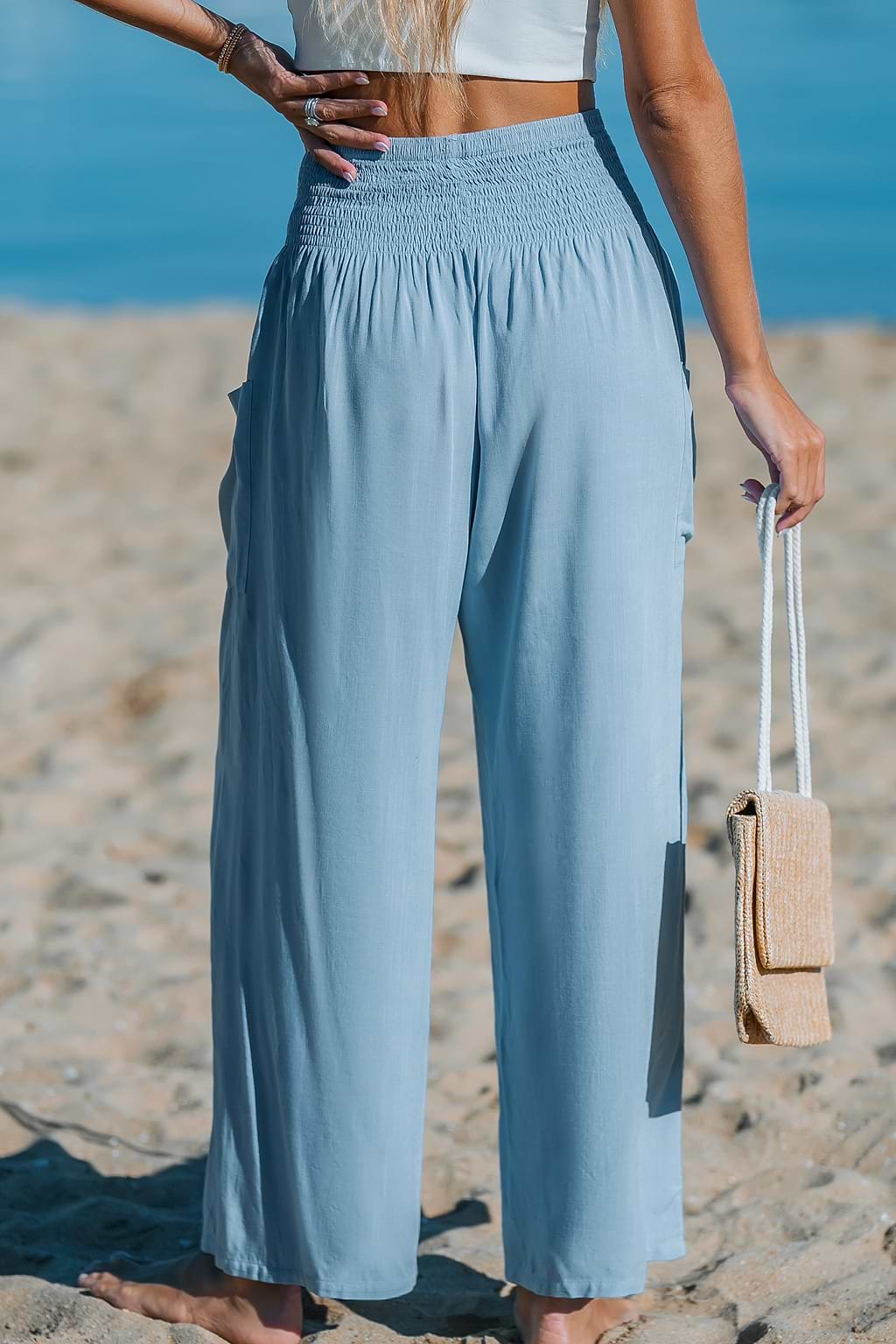 Powder Blue Straight Leg Utility Pants
