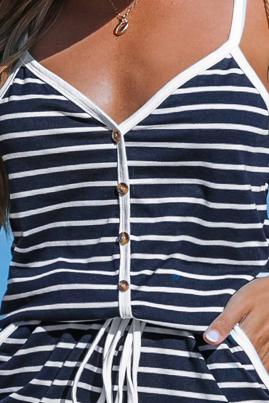 Gestreifter herzförmiger Jersey-Overall mit geradem Bein