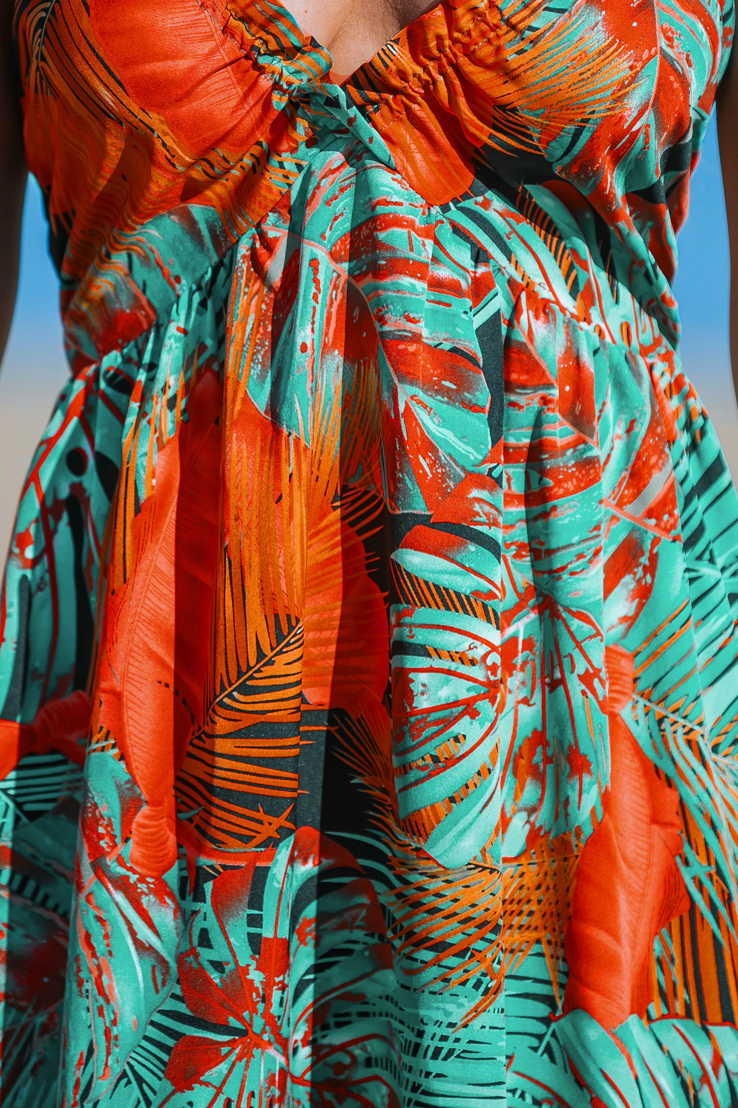 Tropical Abstract Halterneck Maxi Dress