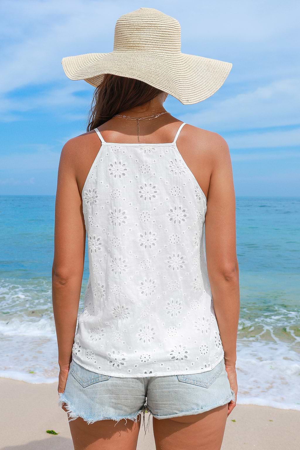 White V-Neck Lace Cami