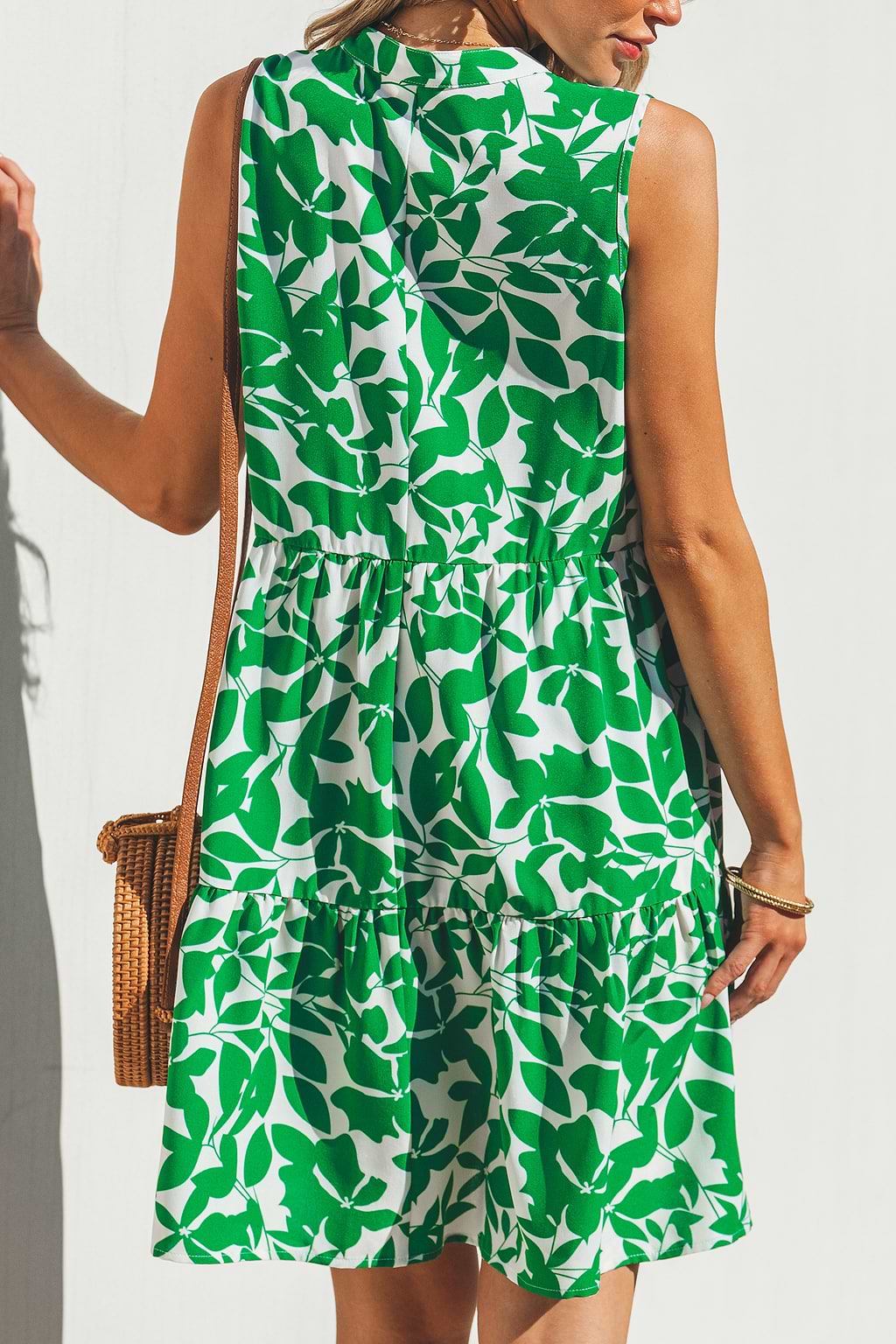 Tropisches ärmelloses Minikleid in A-Form