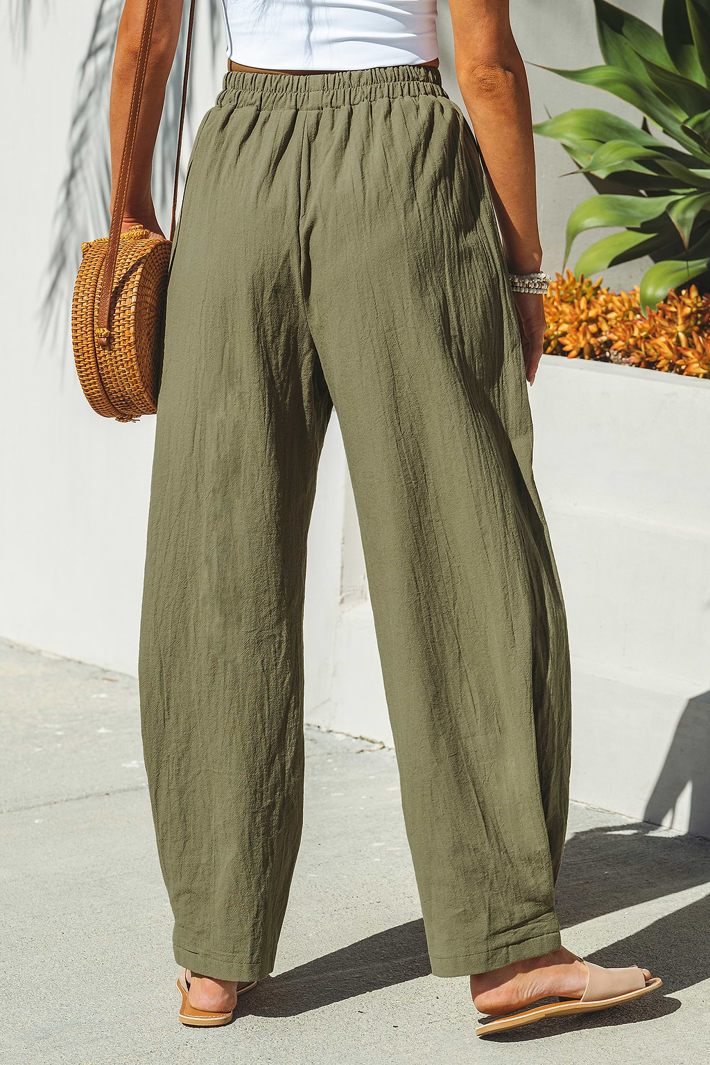 Groene patch pocket taps toelopende broek