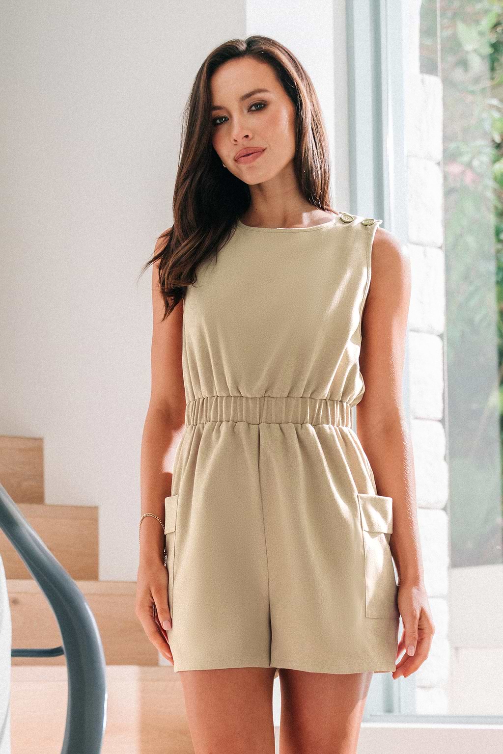 Round Neck Wide Leg Romper
