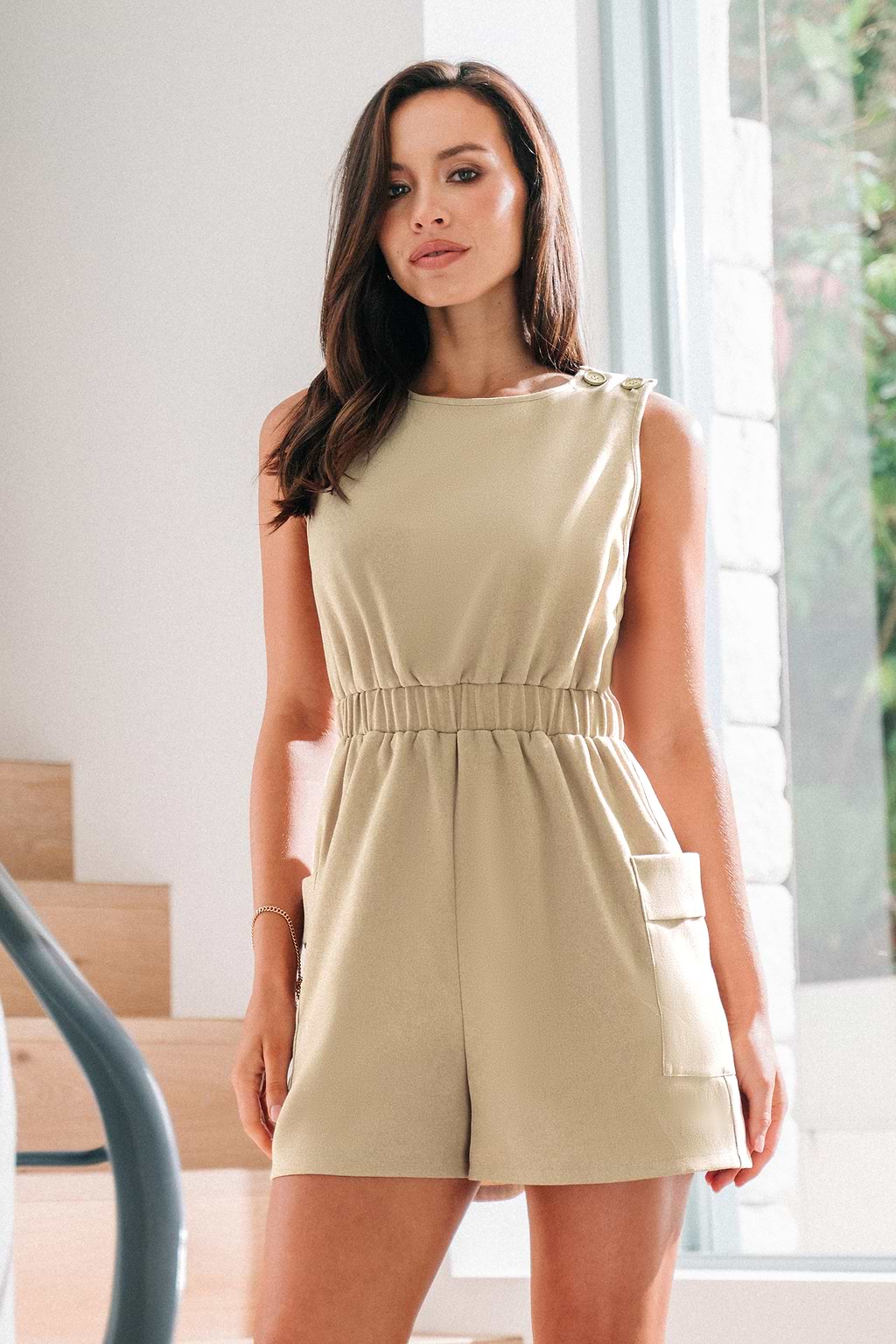 Round Neck Wide Leg Romper
