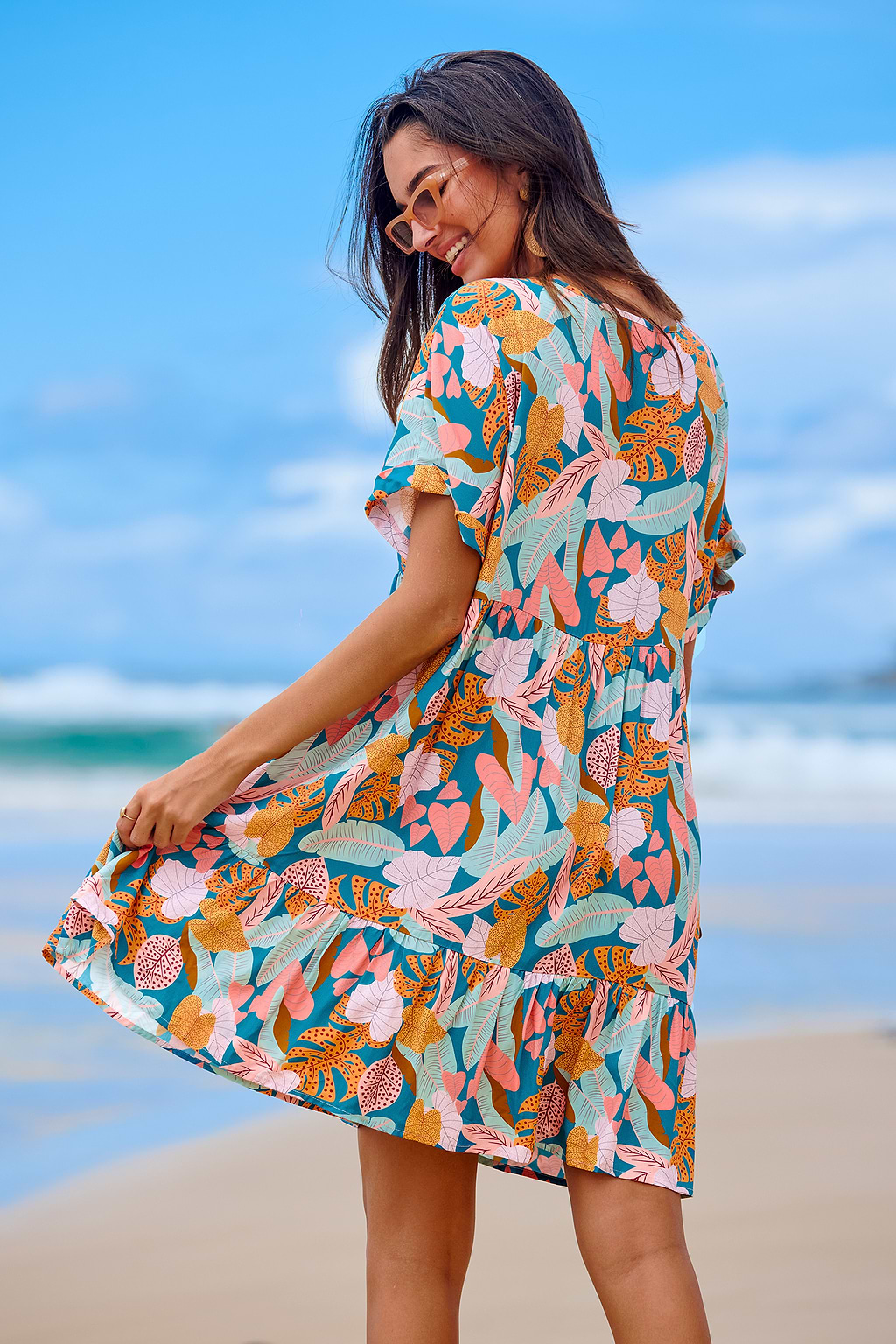 Soft Tropics Short Sleeve Mini Dress