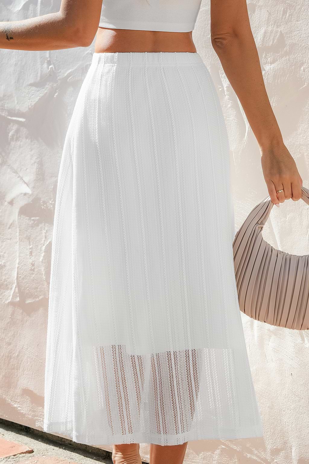 Geweven witte maxirok